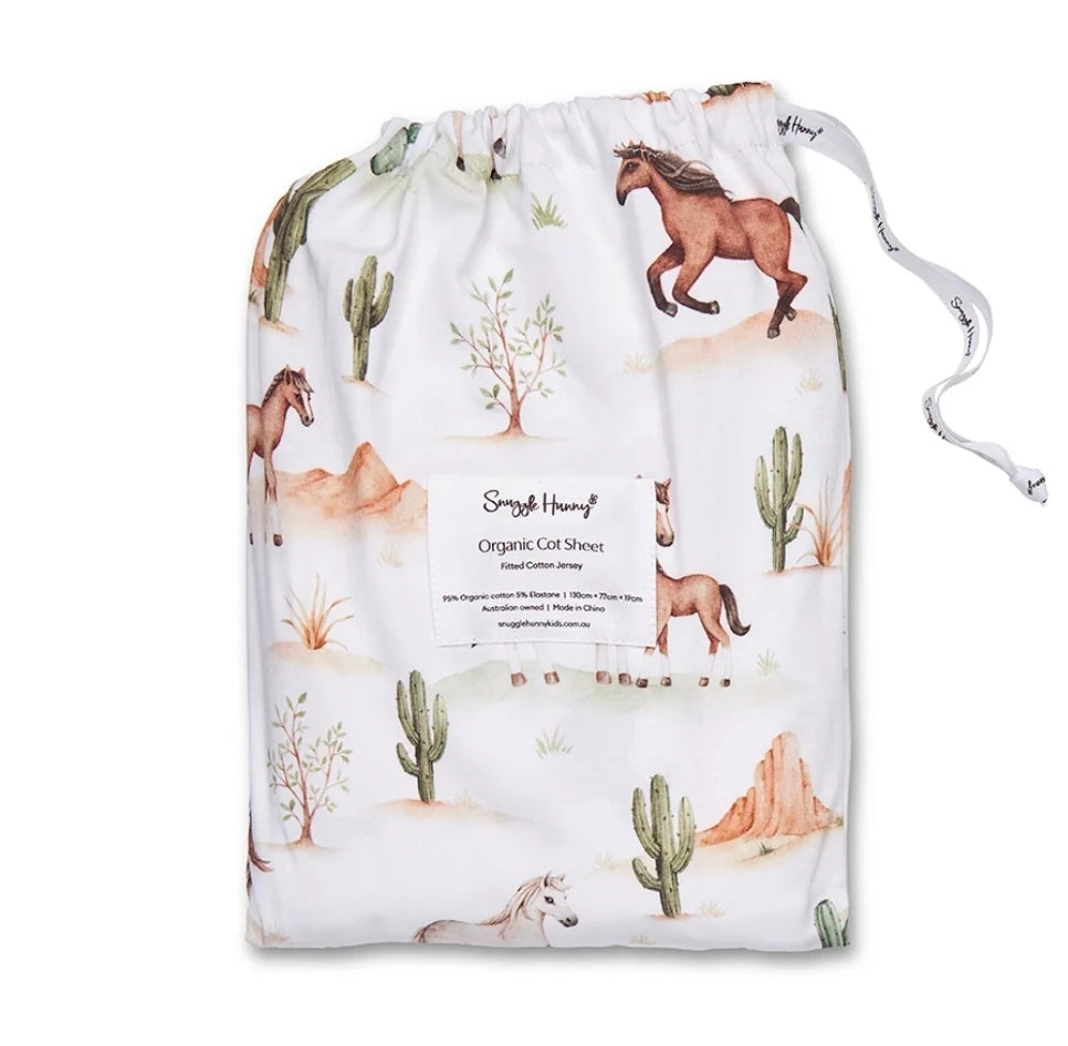 Snuggle Hunny Kids - Organic Fitted Cot Sheet - Wild Horses