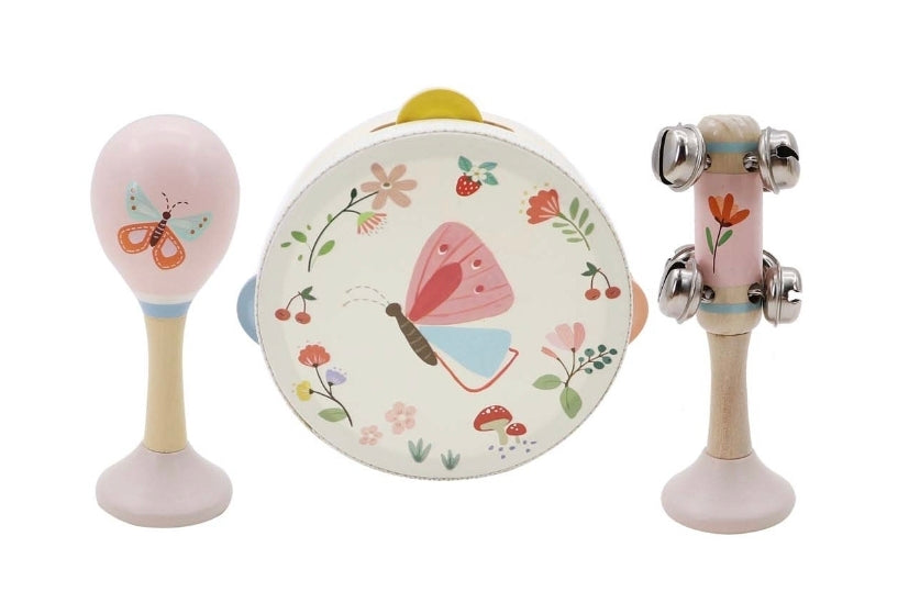 Wooden Spring Insect Butterfly Music Set of 3