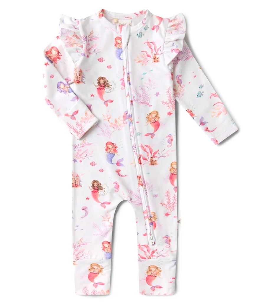 Snuggle Hunny Kids - Organic Convertible Snugglesuit With Frill - Mermaid
