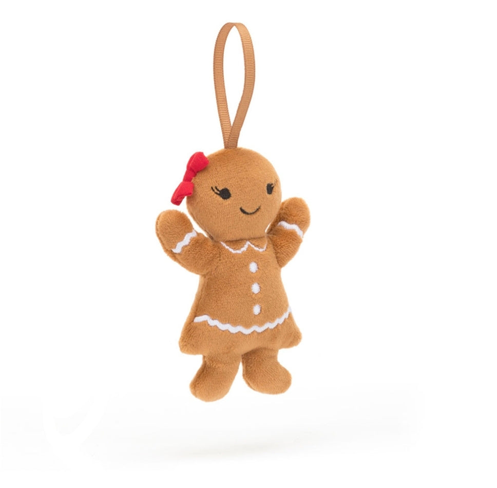 Jellycat- Festive Folly Gingerbread Ruby - Decoration