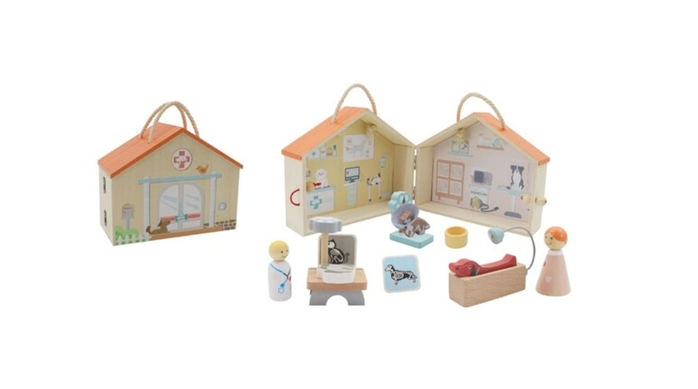 Kaper Kidz - Wooden Portable Veterinary Pet Hospital Playset