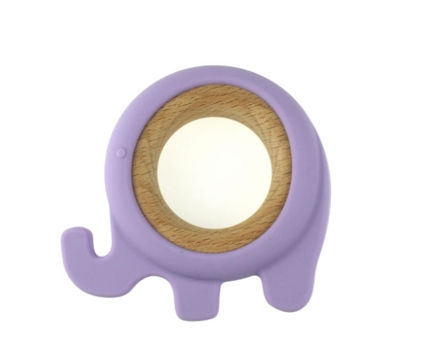 Koala Dream Silicone and Timber -  Elephant Teether Purple