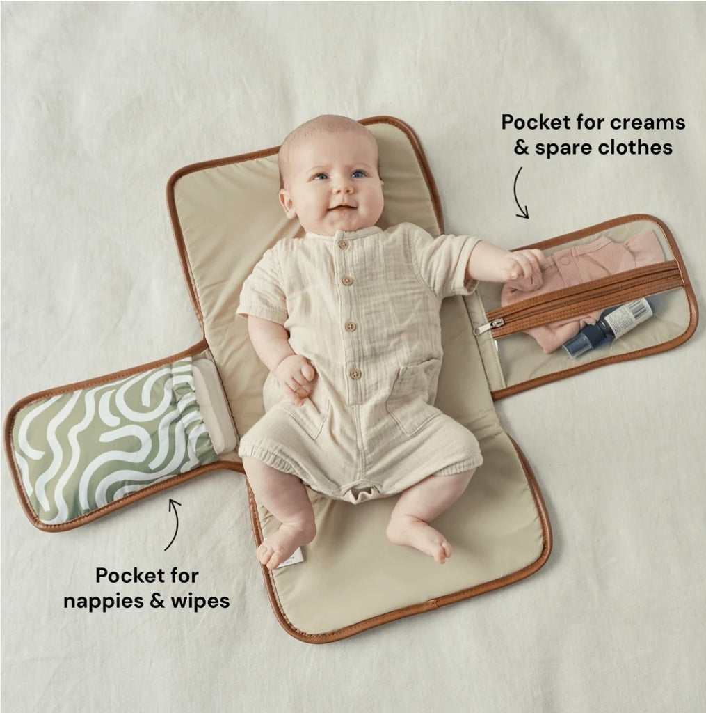 OiOi Change Mat - Green Squiggle