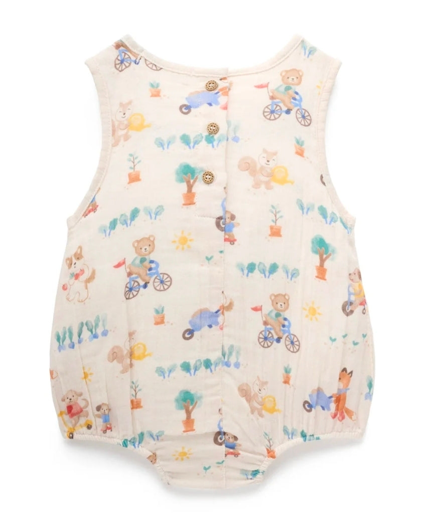 Purebaby - Crinkle Bodysuit - Garden Print