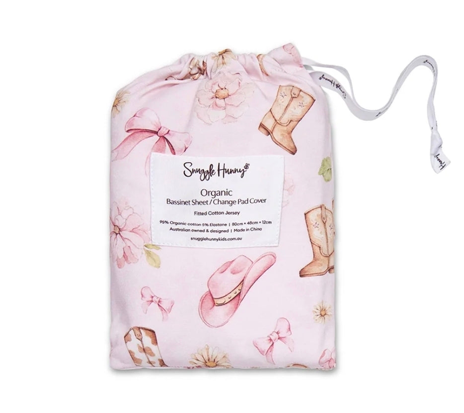 Snuggle Hunny - Fitted Jersey Bassinet/Change Sheet - Boots and Bows