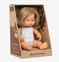 Load image into Gallery viewer, Miniland Doll 38 cm - Caucasian Dark Blonde Girl Baby Doll
