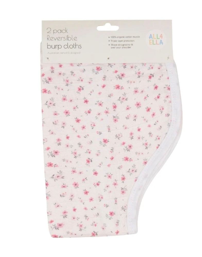 All4Ella - Burp Bibs 2pk - Pink Petals