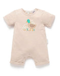 Load image into Gallery viewer, Purebaby - Short Growsuit - Oatmeal Stripe

