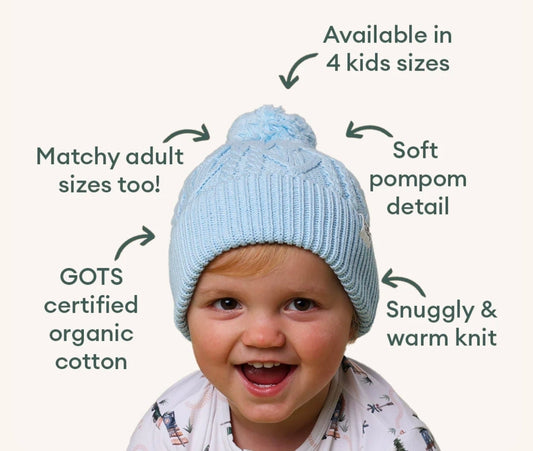 Snuggle Hunny Kids - Organic Baby Knit Beanie - Baby Blue