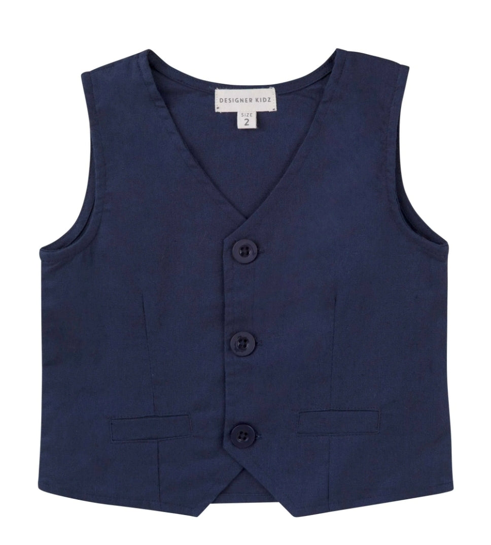 Designer Kidz - Finley Linen Vest - Navy
