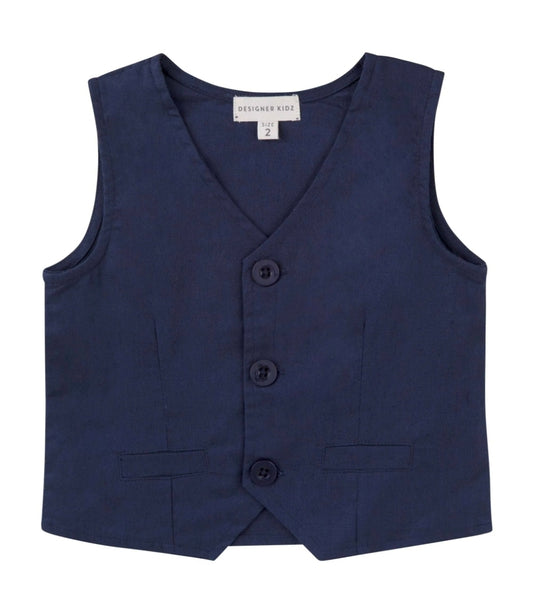 Designer Kidz - Finley Linen Vest - Navy