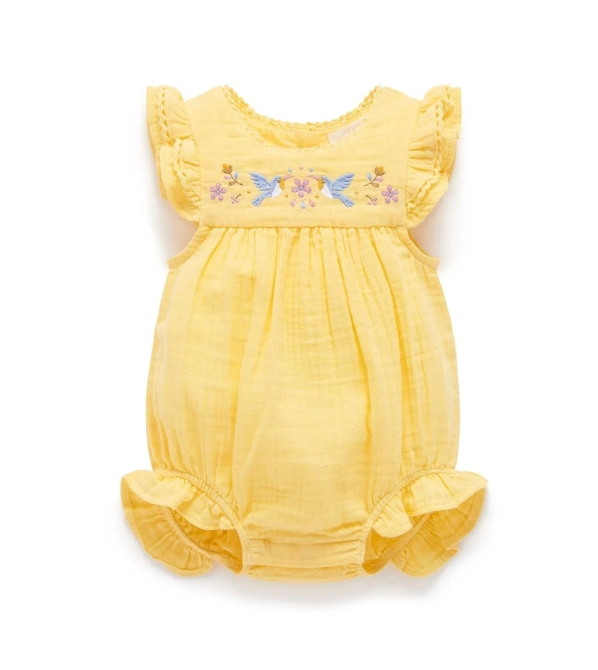 Purebaby - Embroidered Bodysuit - Nachos (yellow)