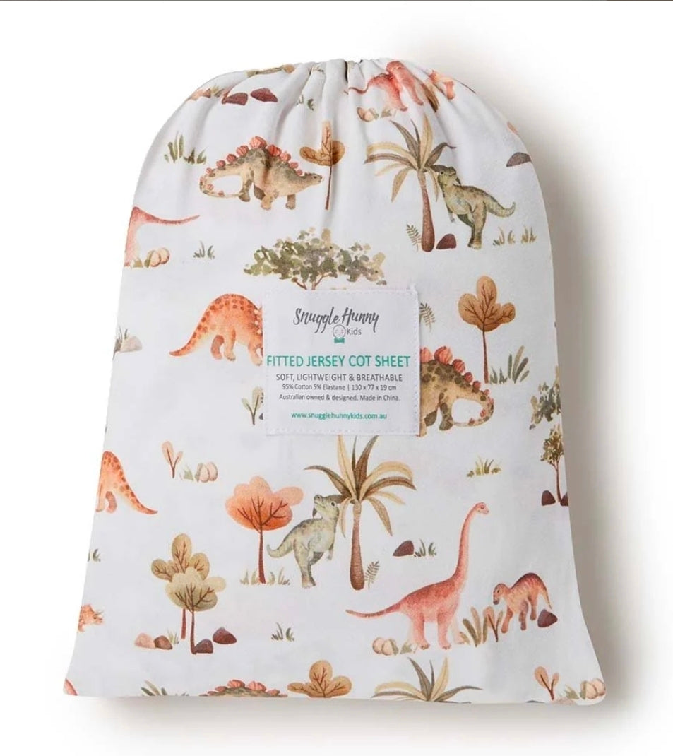 Snuggle Hunny Kids - Organic Fitted Cot Sheet - Dino