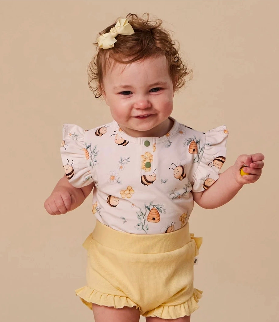 Snuggle Hunny - S/S Bodysuit With Fril - Bumblebees