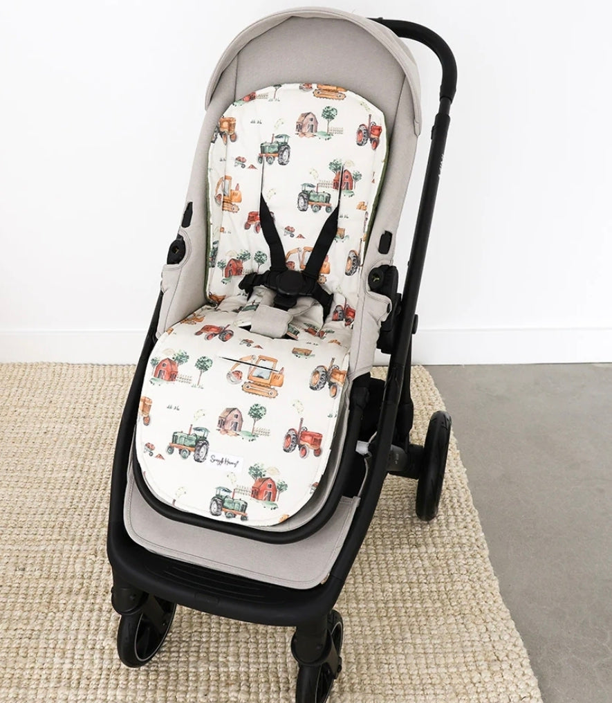 Snuggle Hunny Kids - Organic Universal Reversible Pram Liner - Diggers And Tractors