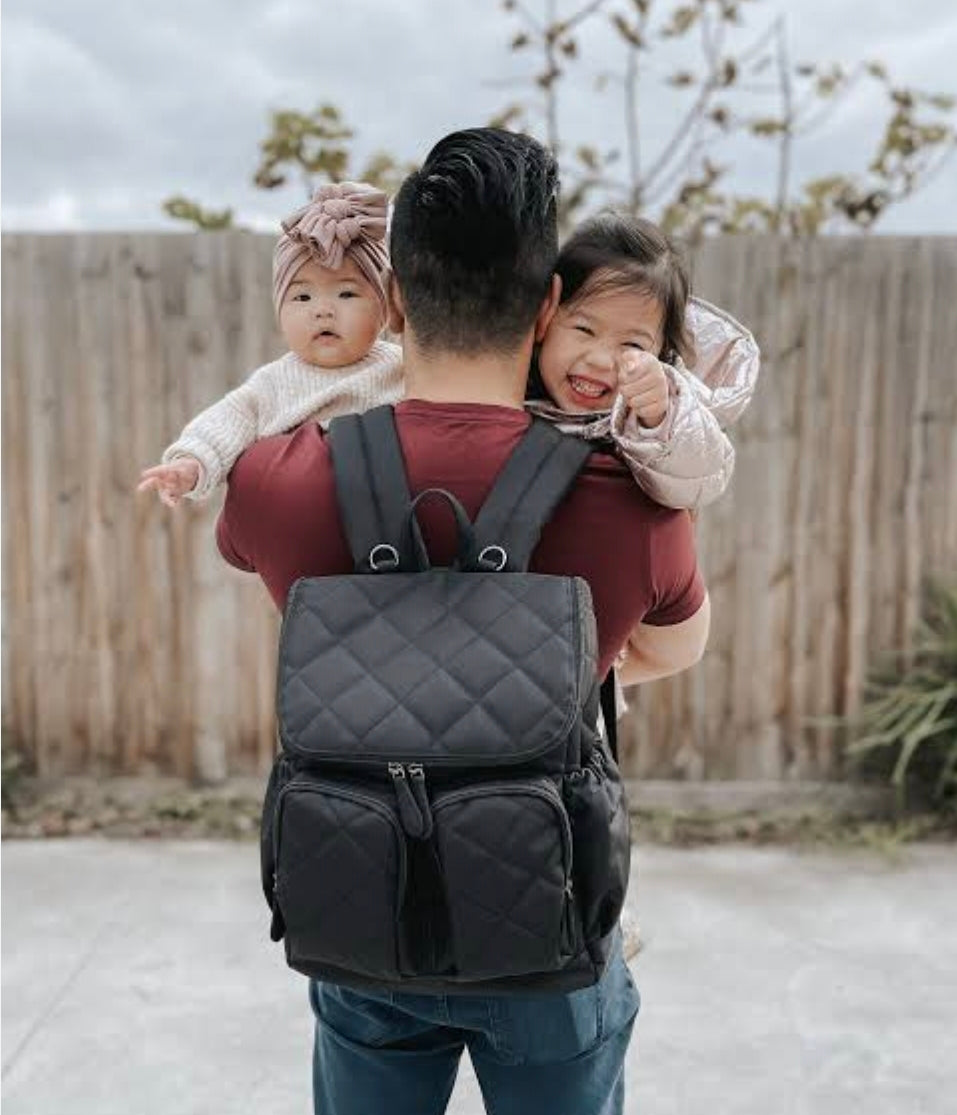 OiOi Nappy Backpack - Black Diamond Quilt