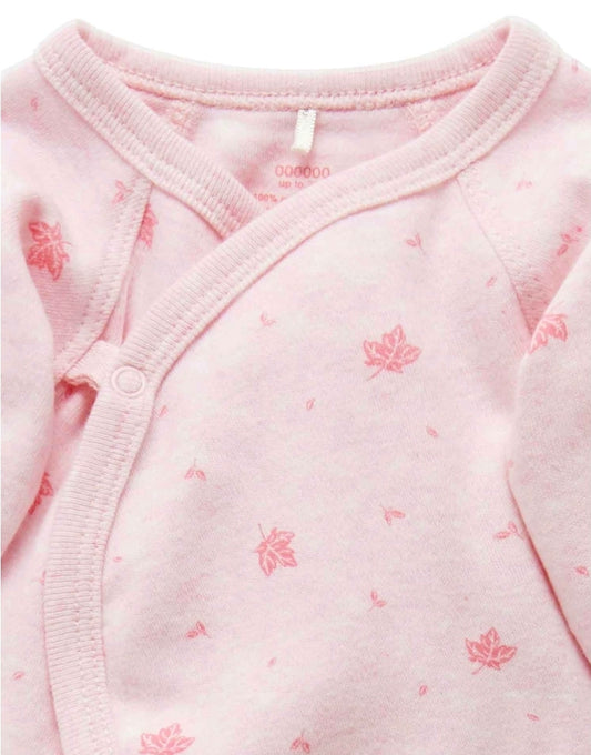 Purebaby - Premi Crossover LS Growsuit - Pale Pink Leaf