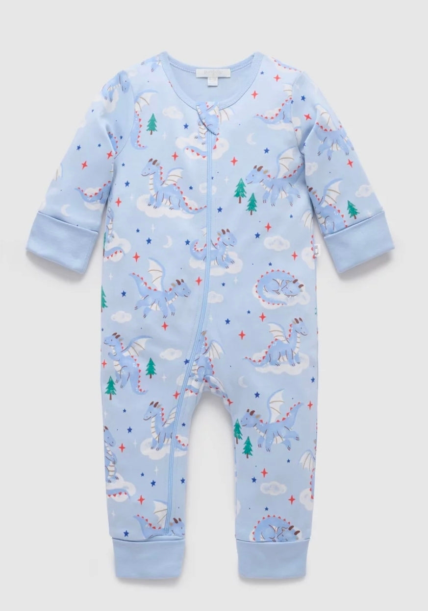 Purebaby - Thick PJ Sleep Growsuit - Sleeping Dragon