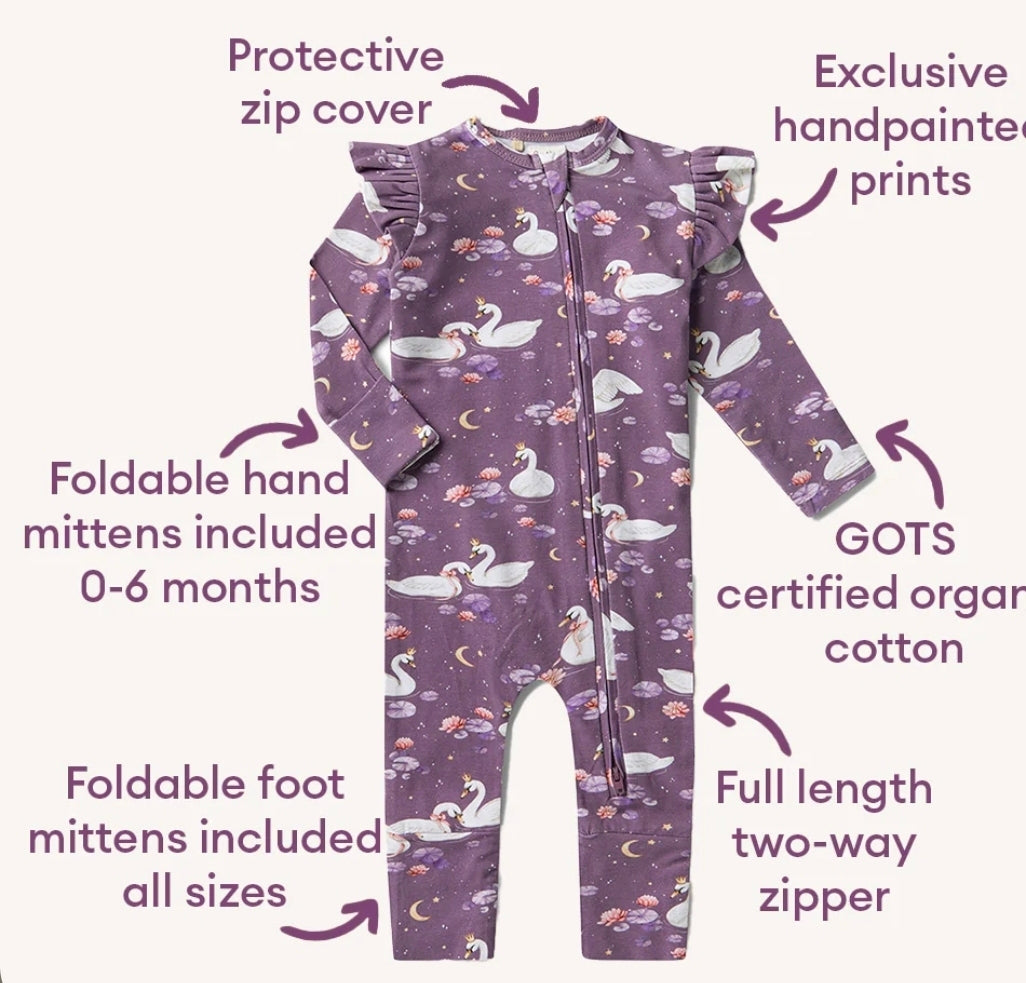 Snuggle Hunny - Convertible Romper With Frill - Midnight Swan