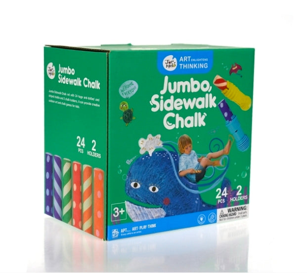 Jumbo Sidewalk Chalk - Washable 24 Colours with 2x Holders