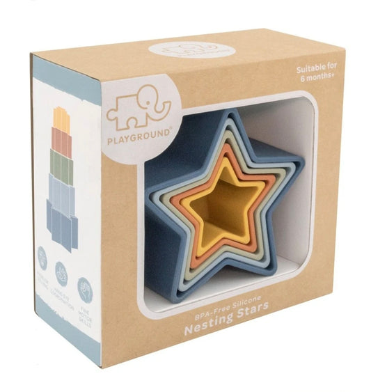 Silicone Star Nesting Blocks - Multi Blue