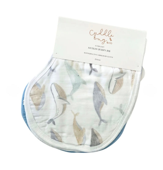 Cuddle Bug & Co - Burp Bib - Whales & Blue