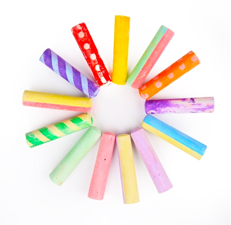Jumbo Sidewalk Chalk - Washable 24 Colours with 2x Holders