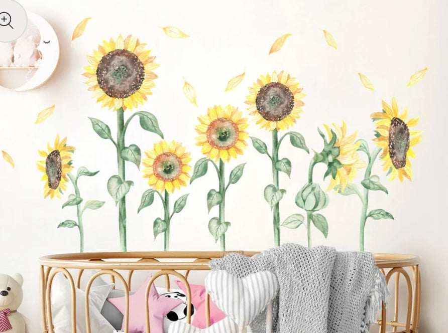 WallKoala- Water colour Sunflower Peel and Stick Wall Decals