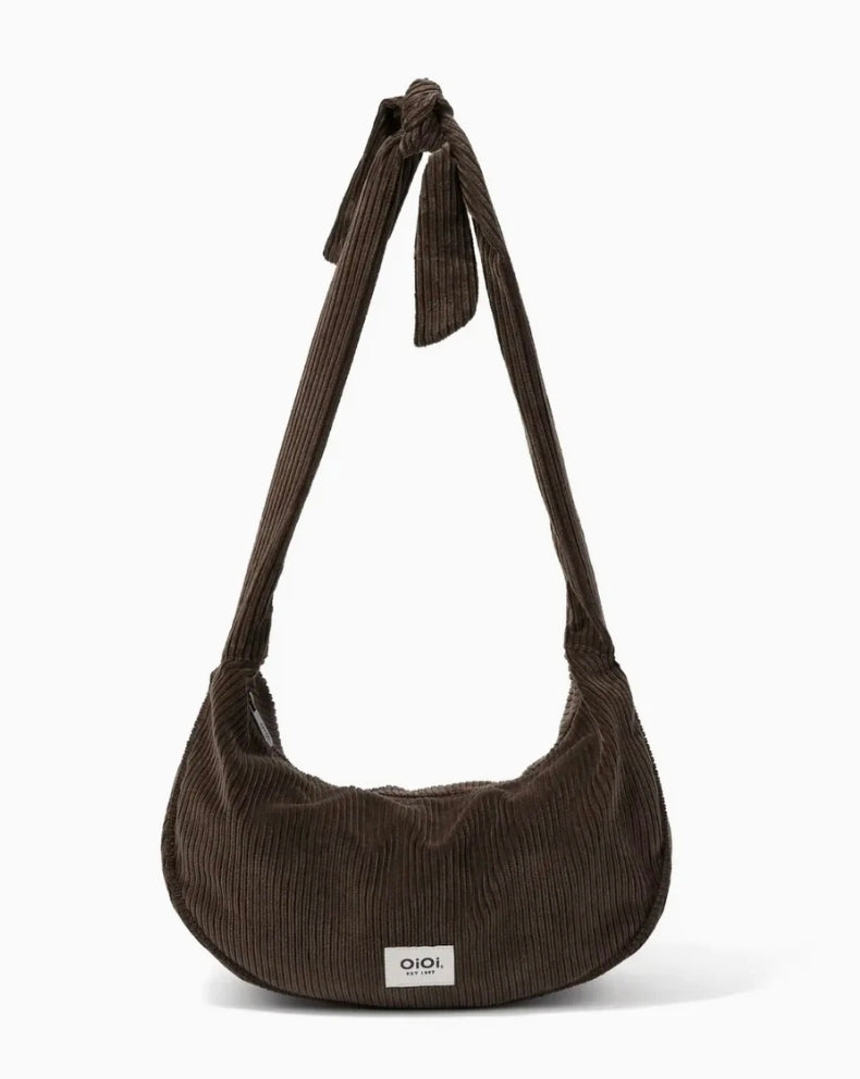 Oioi - Luna Crossbody Bag - Corduroy Chocolate Brown