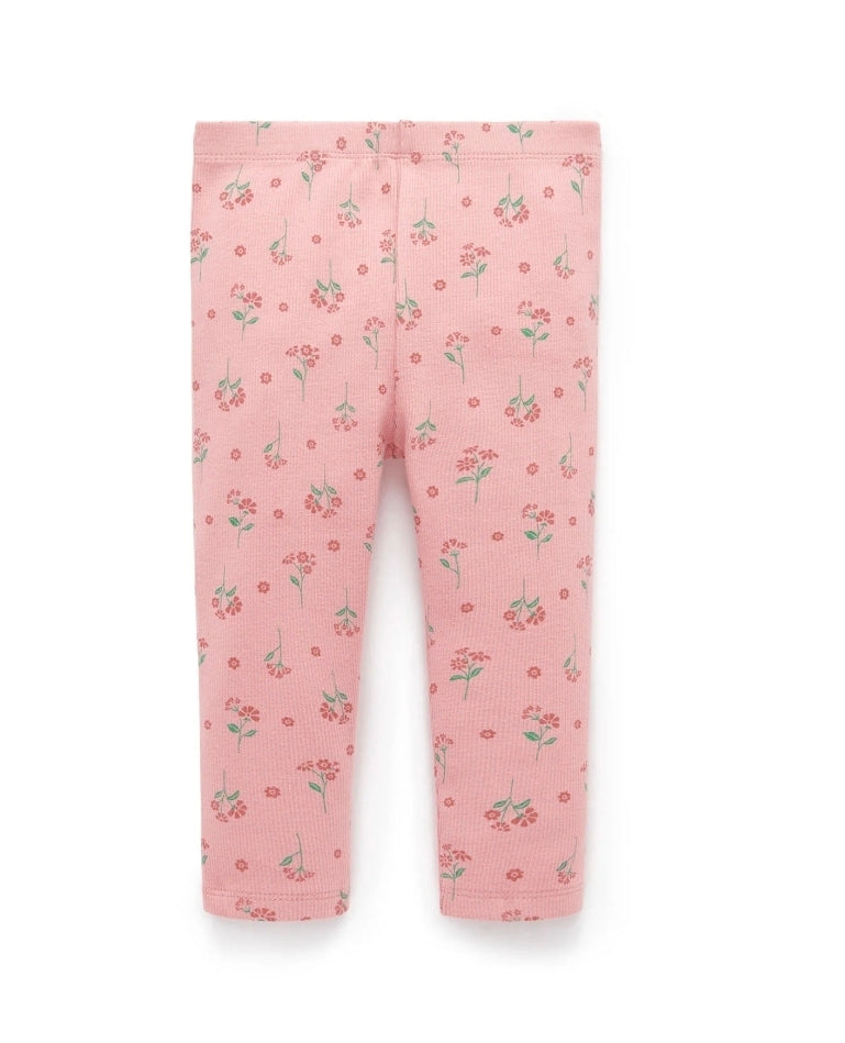Purebaby - Thick Rib Leggings - Blush Woodland Flower Print