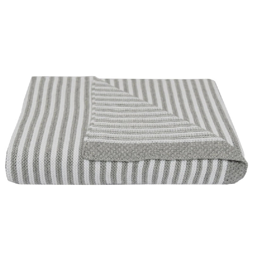 Living Textiles - Striped Baby Blanket - Grey/White