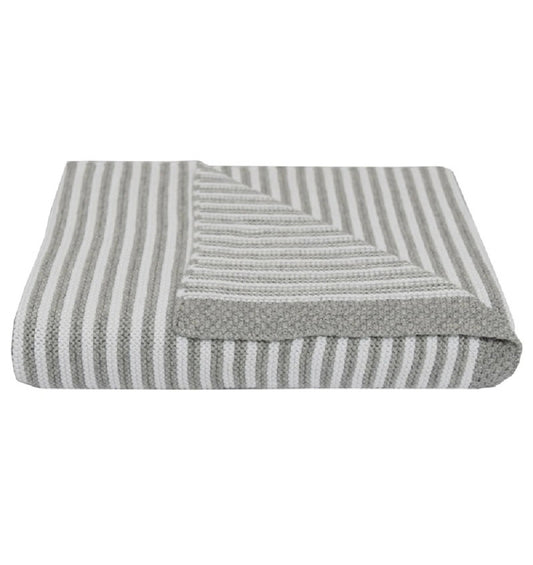 Living Textiles - Striped Baby Blanket - Grey/White