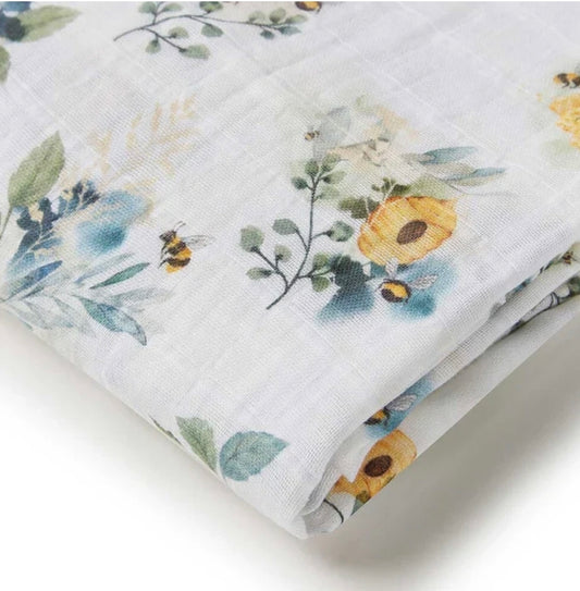 Snuggle Hunny Organic Cotton Muslin Wrap - Garden Bee