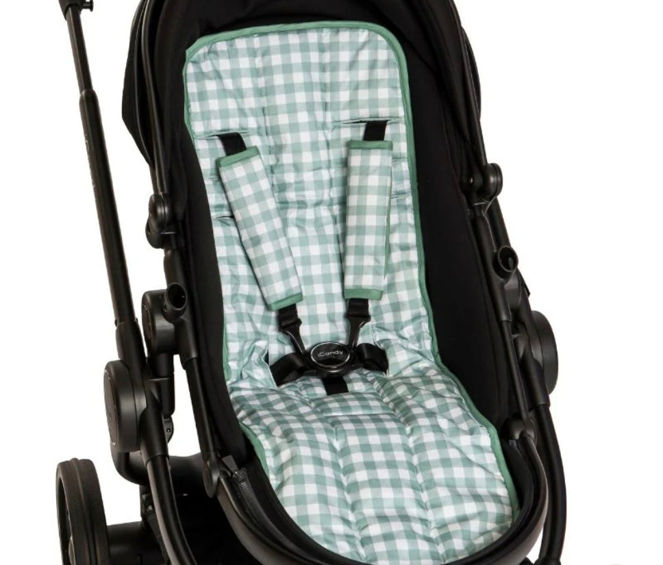 All4Ella - Reversible Pram Liner - Gingham Sage