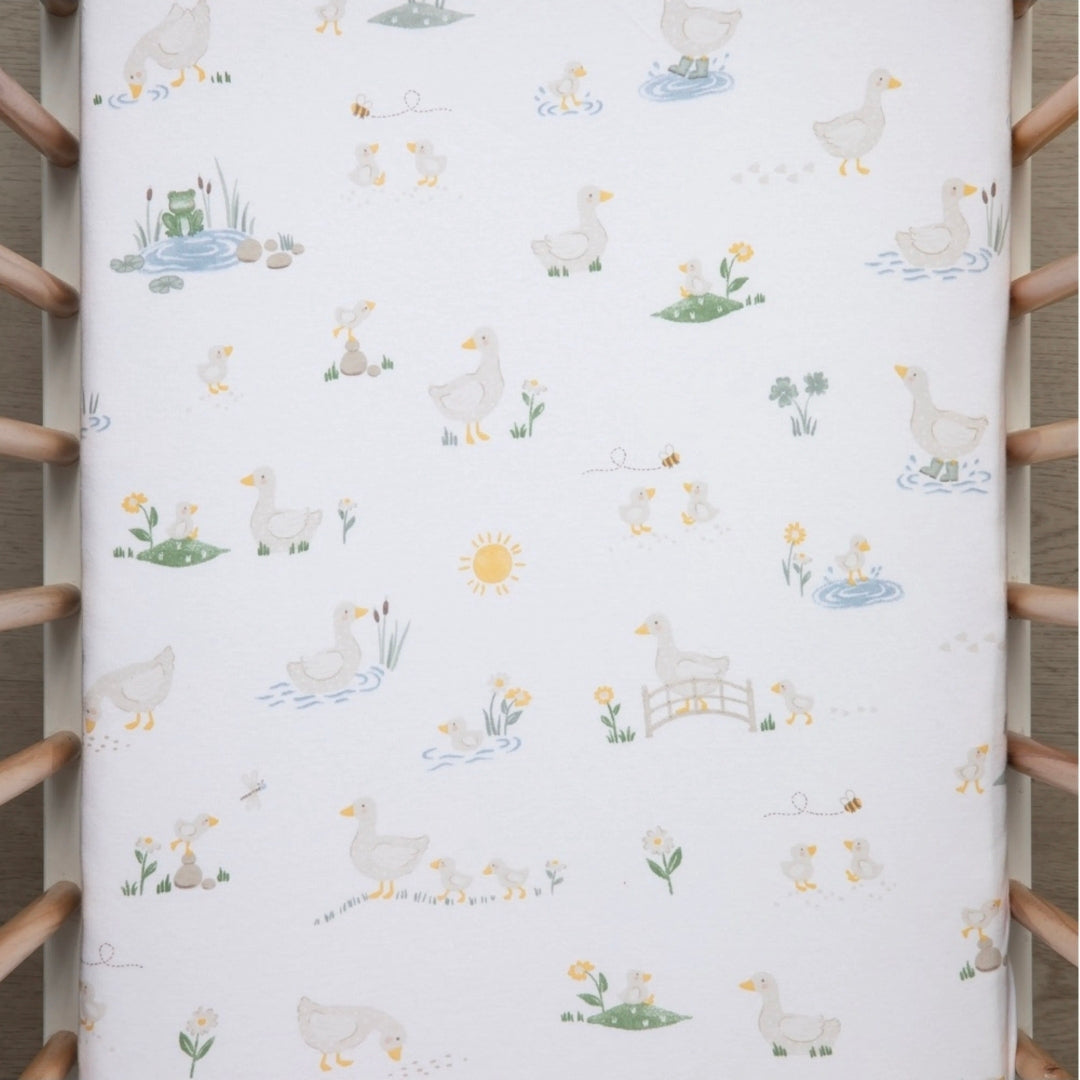 Living Textiles - 2pk Bedside Sleeper Fitted Sheets - Goosey Goose