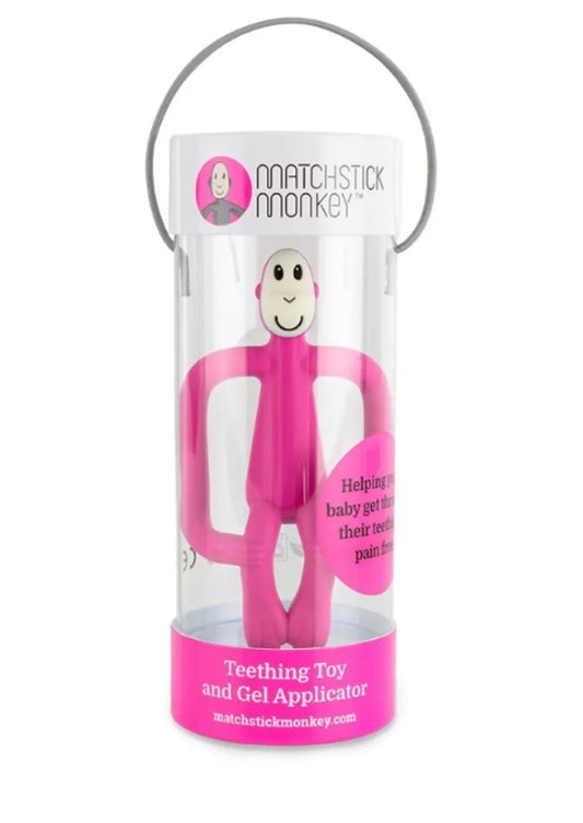 Matchstick Monkey Teething Toy and Gel Applicator - Pink