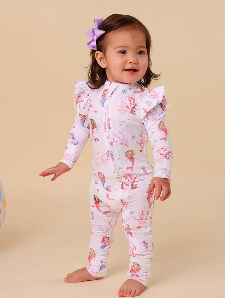 Snuggle Hunny Kids - Organic Convertible Snugglesuit With Frill - Mermaid