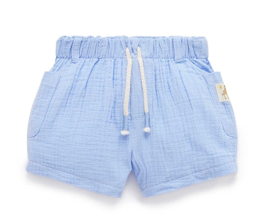 Purebaby - Crinkle Cotton Shorts Caribbean (Blue)