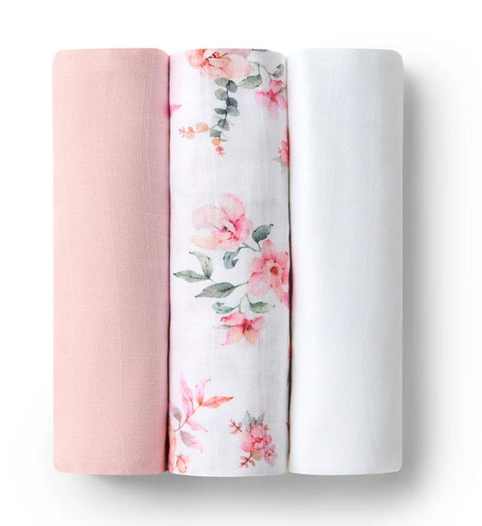 Snuggle Hunny - Large Organic Cotton Muslin Wrap 3 pk - Camille/Fairytale/Milk