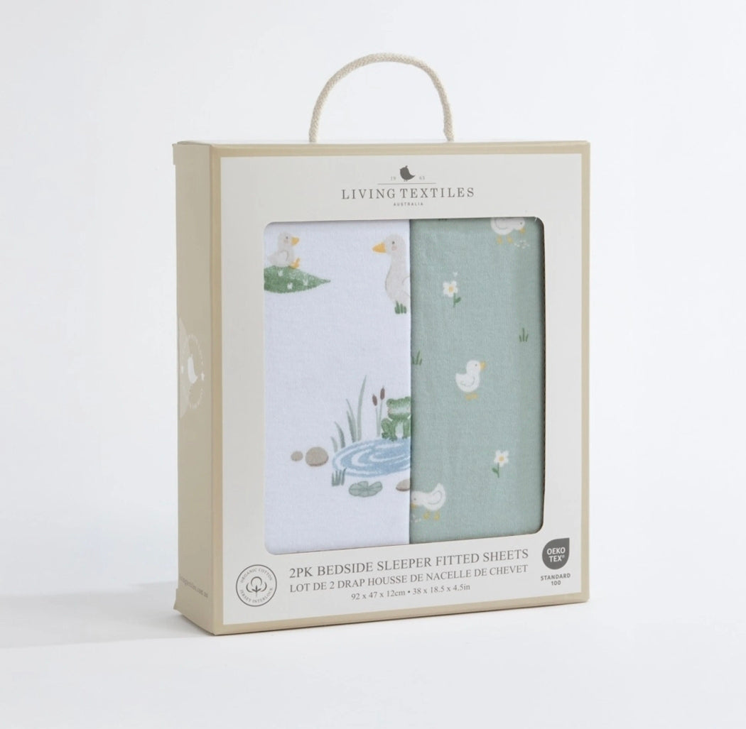 Living Textiles - 2pk Bedside Sleeper Fitted Sheets - Goosey Goose