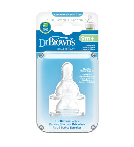 Dr Browns Narrow Teat Y-Cut Silicone 2pk