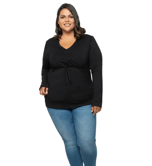 Mama Clothing - Billie Long Sleeve Breastfeeding Top - Black