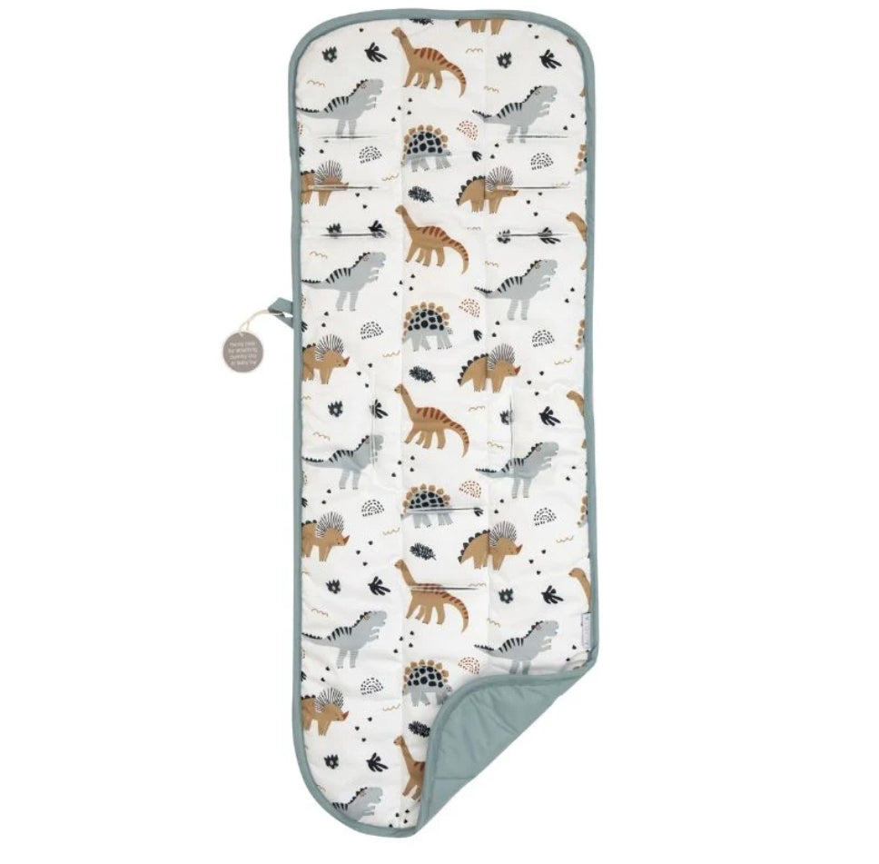 All4Ella - Reversible Pram Liner - Beige Dinosaurs