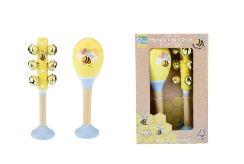 Buzzy Days - Maraca & Bell Stick Music Set
