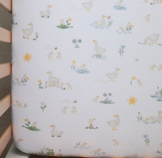2pk Cot Fitted Sheets 100% Cotton - Goosey Goosey