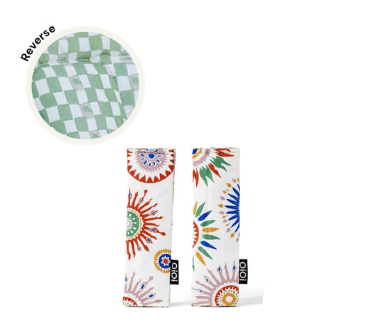 OiOi- Harness Pram Strap Covers - Sunburst/Green Check