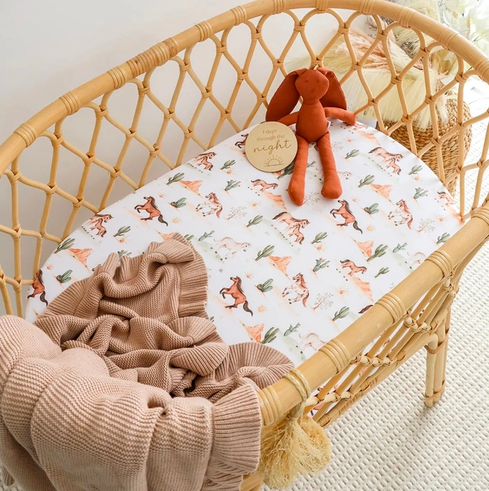 Snuggle Hunny- Bassinet Sheet/Change Pad cover- Wild Horses
