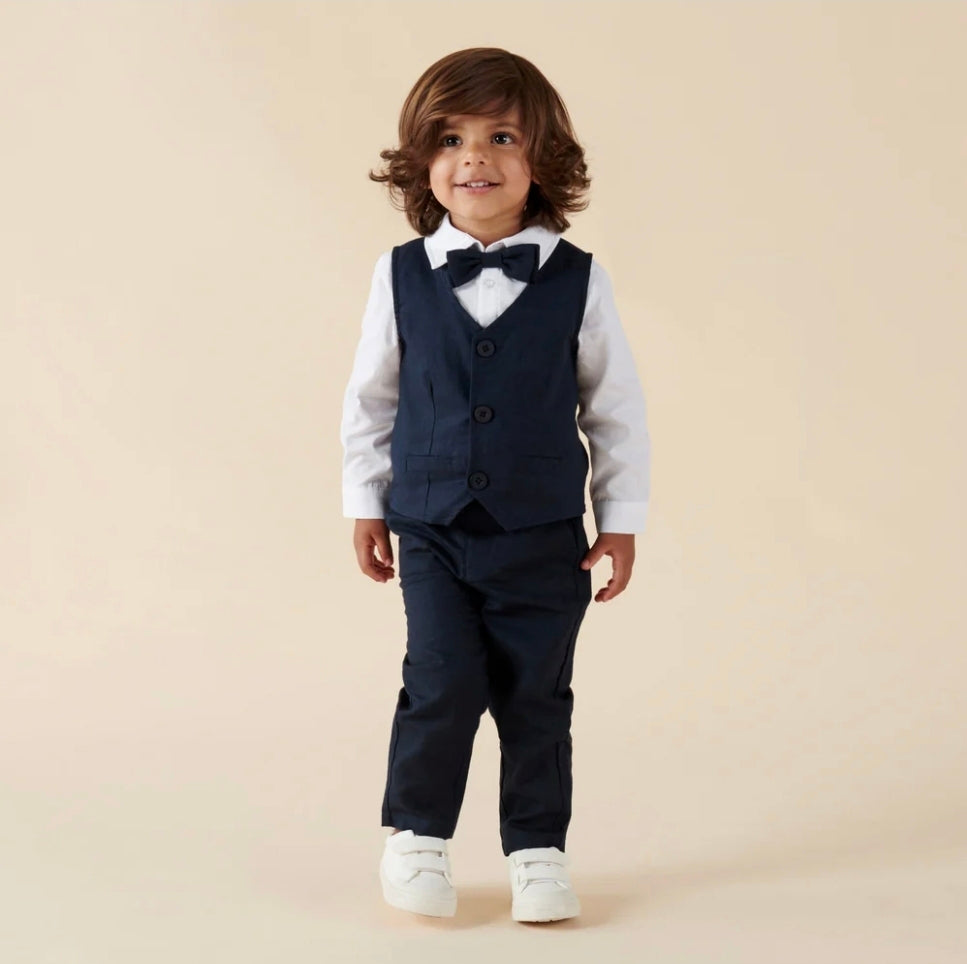 Designer Kidz - Finley Linen Vest - Navy