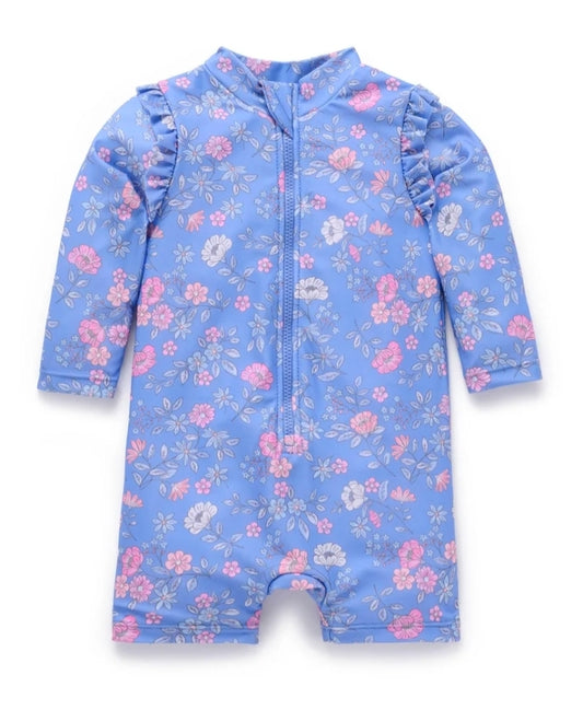 Purebaby - Printed L/S Rashie Set - Summer Peony Print