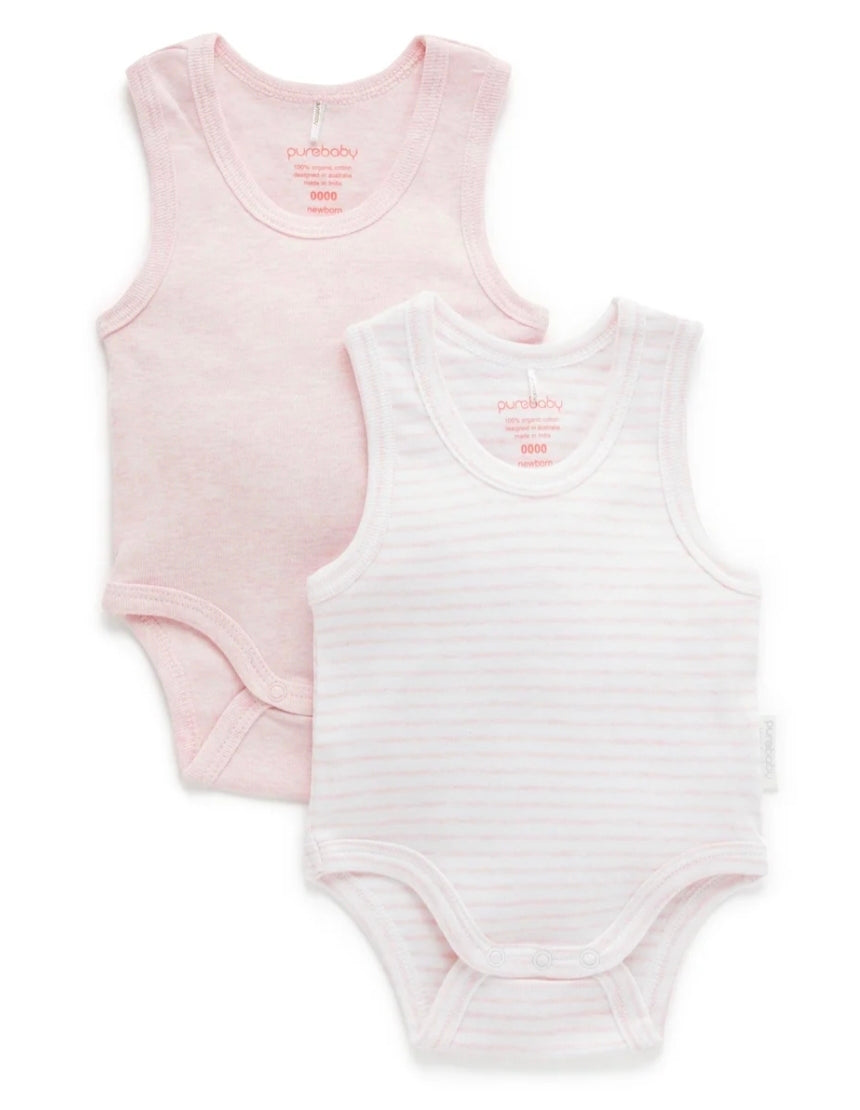 Purebaby - Rib Bodysuit 2pk - Pale Pink